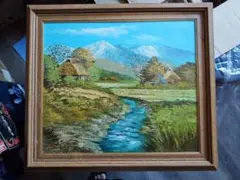 沢健　作品　油絵　　風景 Amazon.co.jp: 沢健 『山村』4号 風景画 油彩 油絵 絵画 肉筆