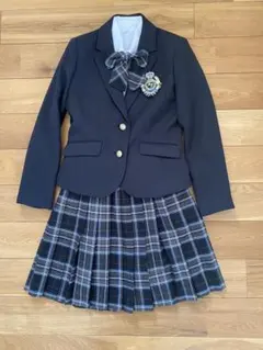 卒業式　女の子　フォーマルスーツ ネイビー チェック柄　160