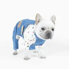 犬服 デニムオーバーオールとTシャツ　ペット服　犬服　Ｍ　ブルー