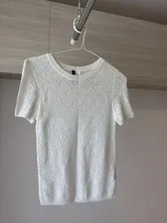 H&M DIVIDED 半袖 ニット トップス ホワイト レディース 半袖