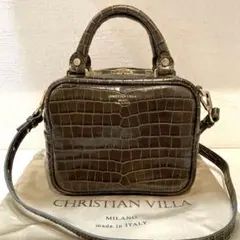 【美品】CHRISTIAN VILLA クロコ型押し　レザー　ショルダーバッグ