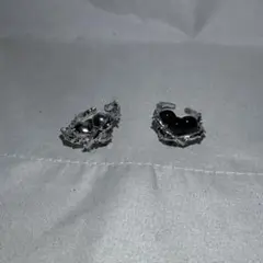 2個heart pair ring black & silver archive