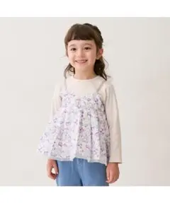 petit main フラワープリント 長袖カットソー 90cm