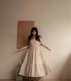 み*ん様 ベージュ ティアードキャミワンピース　midial