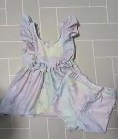 メゾピアノ ユニコーン柄 レインボー 水着 90サイズ