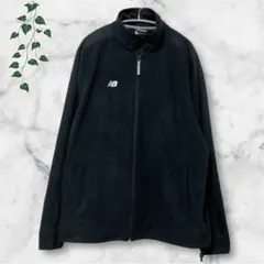 良品✨ニューバランス フリースジャケット 黒 刺繍ロゴ ドローコード ゆったりめ