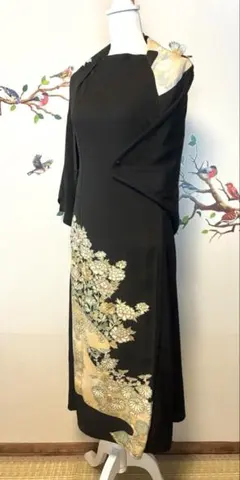 着物　留袖　リメイク　ロングワンピース　ストールボレロ　セット