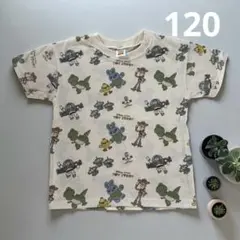 120 トイ・ストーリー 総柄 Tシャツ クリーム色 ウッディ バズ