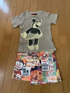 ムチャチャ　ミッキーTシャツ＆ブーフーウー　ケロッグ柄スカート セットのサムネイル