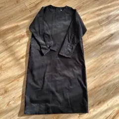 無印良品　新品長袖 ロングシャツワンピース ダークブラウン
