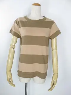 【最終値下げ】homspun ホームスパン 半袖Tシャツ　ボーダー　茶　Sのサムネイル