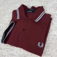 【英国製】フレッドペリー M12 ポロシャツ 36 S 赤　白　水色　刺繍ロゴ