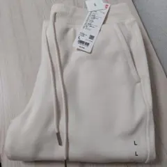 【新品・L】ユニクロ ヒートテックボアスウェットパンツ オフホワイト 暖パン