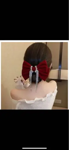 ヘアアクセサリー バレッタ 大きめリボン 水晶ヘアピン 蝶結び ヘアクリップ