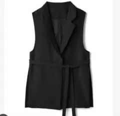 GRL リボンベルト付きサイドスリットジレ　ブラック　黒