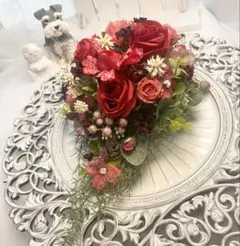 涙型リース☆赤のグラデーション☆スワッグ風ボリュームリース