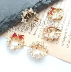 【1393・クリア・ピンク、レッド】ジルコニアチャーム 各1個