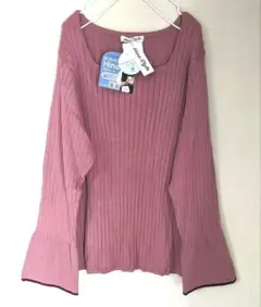 新品大きいサイズHina Styleピンク色マシンウォッシャブル縦リブニット4L