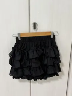 フリル付きブラックミニスカート