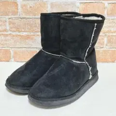 【残り1点】ムートンブーツ ショート丈 スウェード(Ｍ)ボア　ブラック