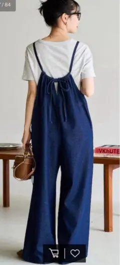 新品タグ付き　FREAK'S STORE 紐デニムサロペット　ネイビー　M