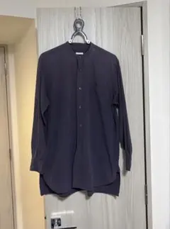 【COMOLI コモリ】 バンドカラーシャツ ネイビー サイズ0