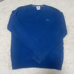 LACOSTE Vネックセーター 青 サイズ5 古着