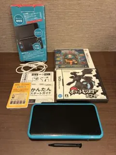 Nintendo New 2DS LLブラック×ターコイズ、充電コード、ソフト付