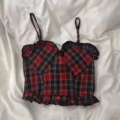 【SHEIN】キャミソール ビスチェ チェック柄 ハート型
