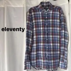 eleventy イレブンティ チェック柄 長袖シャツ サイズL シワ加工のサムネイル