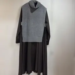 ミズイロインド mizuiroind ニット ベスト グレー タートルネック