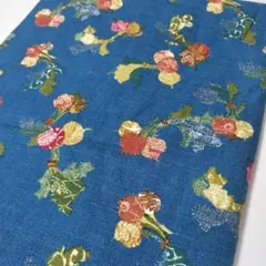A　110×50cm　レトロ　野菜柄　和風　綿　スラブ　生地　コットン