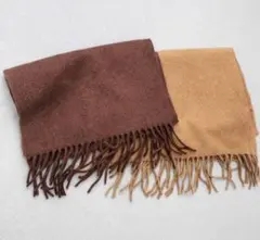 カシミヤ100%＆タグなし（カシミヤ） フリンジマフラー 2色セット