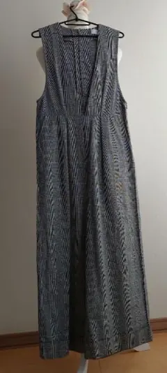 チェック柄　ノースリーブ オールインワン