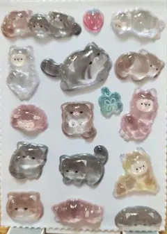 虹色アルパカ&マヌルネコ♡ボンボンドロップシール