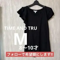 海外古着✨　TIME AND TRU Tシャツ　ブラック 【M】　フリル袖 黒