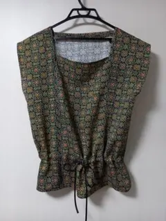 更紗模様　ひらりブラウス　着物リメイク　正絹　マスク付き