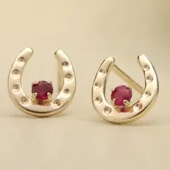 幸せをキャッチするバテイ・ルビーデザインピアス　K10YG