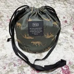 【未使用✨】KiU キウ 巾着 ショルダーバッグ カーキ 豹 レオパード 丸底のサムネイル