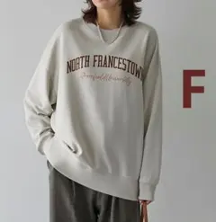 AMERICANHOLIC 手書き風カレッジロゴ裏毛プルオーバー　Ｆ　ベージュ