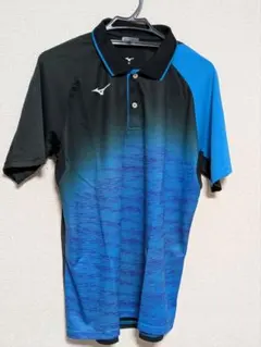 Mizuno ポロシャツ XL 黒/青 グラデーション