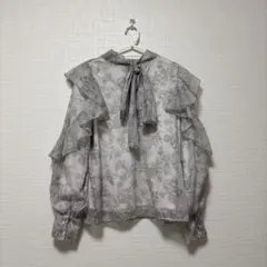 INGNI 袖フリル花柄シアーブラウス