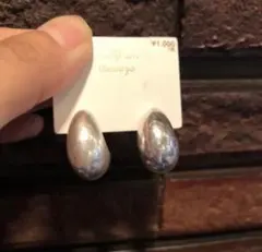 【No.134】上品アンティーク調ぷっくり楕円勾玉シルバーイヤリング新品シンプル