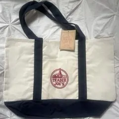 【新品タグ付き】TRADER JOE'S トートバッグ アイボリー/ネイビー