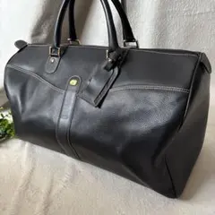 美品 ✨ダンヒル オール レザー ボストンバッグ 大容量 ブラック シボ革