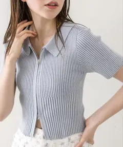 OLIVE des OLIVE 襟付き ダブルジップニット 半袖 トップス