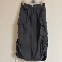 Y2K カーゴスカート グレー スリット入り ドロスト ギャザー