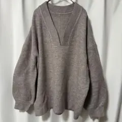 【値下げ可】Vネック オーバーサイズ ニット 長袖 ベージュ