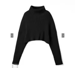GRL タートルネッククロップド丈ニットトップス[mb1395] ブラック