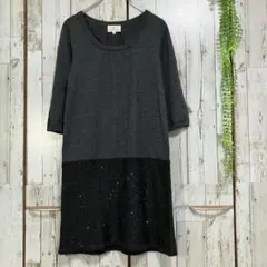 ☆組曲 クミキョク☆良品☆チュニック ワンピース ニット [2] 七分袖 グレー